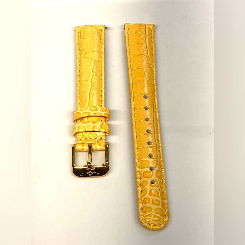 Invicta Watch Strap 16mm Stamped Genuine Leather Yellow Gold Buckle 3